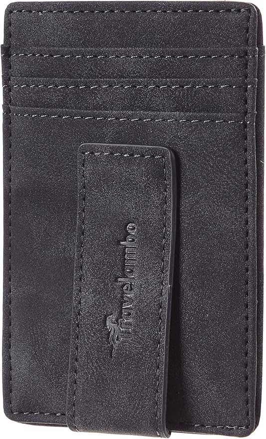 Travelambo Money Clip for Men Magnetic Front Pocket Wallet Slim Wallet Minimalist Card Holder RFID Blocking (Deep Grey)