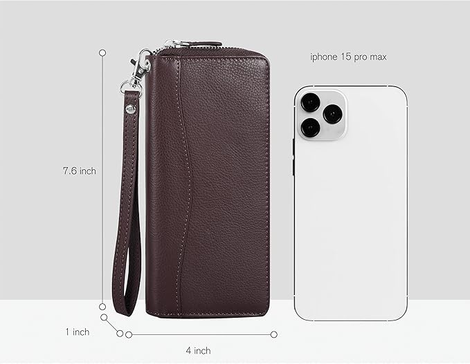 Oak Leathers Ladies Wallet for Women - RFID Womens Wallet Clutch with 8 Credit Card Holder, Coin Pocket, Gift for Women’s Brown Purse