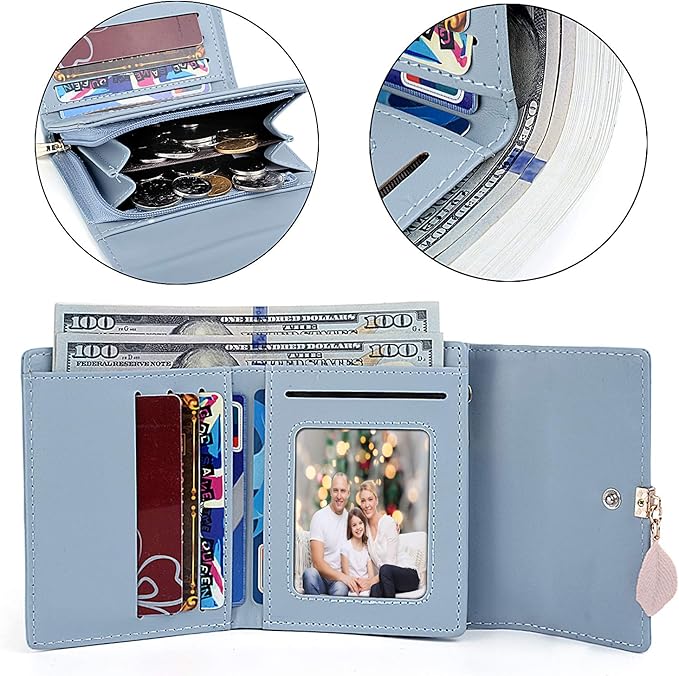 UTO RFID Wallet for Women PU Leather Leaf Pendant Card Holder Phone Checkbook Organizer Zipper Coin Purse | Leaf Pendant, Card Holder, Phone, Checkbook, Organizer, Zipper