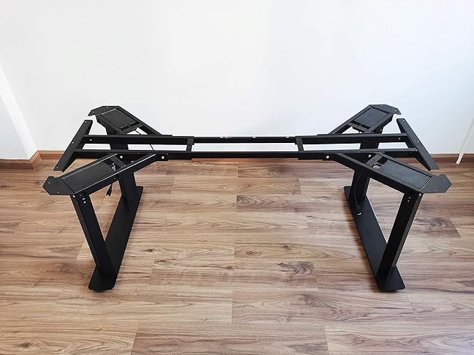 VWINDESK VJ401 Four Legs(Columns) Electric Height Adjustable Standing Desk Frame Only W/Four Motors, Ergonomic Sit Stand Up Height Adjustable Steel Base with Digital Memory Keypad (Black)