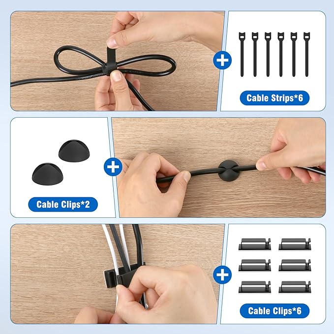 2 Pack No-Drill Under Desk Cable Management Tray 33.8 inch Large Wire Cord Organizers, Cable Management Under Desk for Home and Office No Damage Black