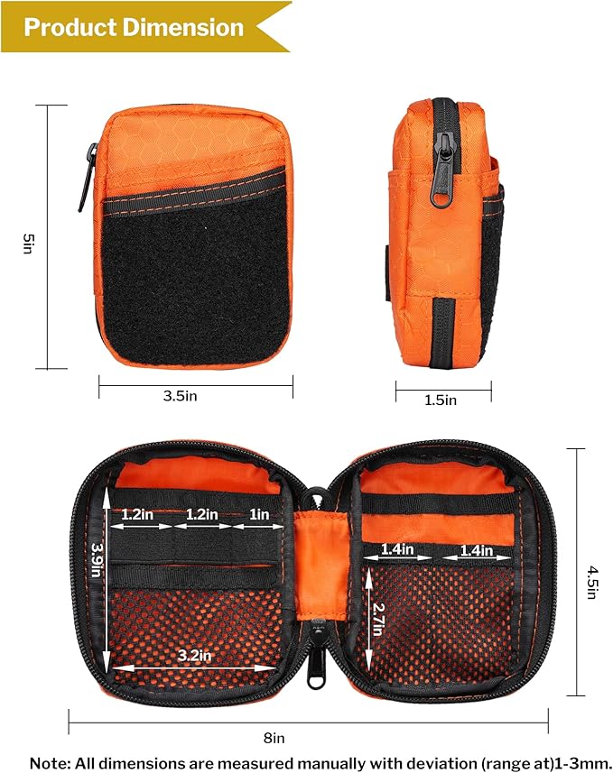 VIPERADE VE31 Small EDC Pouch, Men's Pocket Organizer, Small EDC Organizer Multitool Pouch for Camping/Hiking/Bushcraft (Orange)