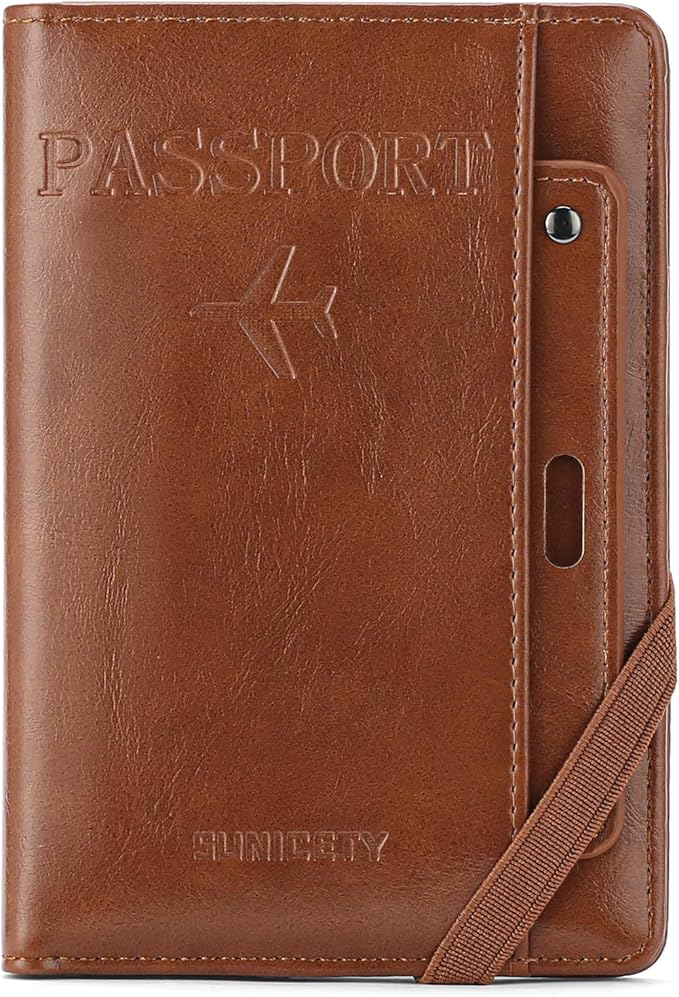 RNIEGA Rfid Passport Holder for Travel Women Men Passport Wallet Rfid Blocking with Card Slots and Pen Holder