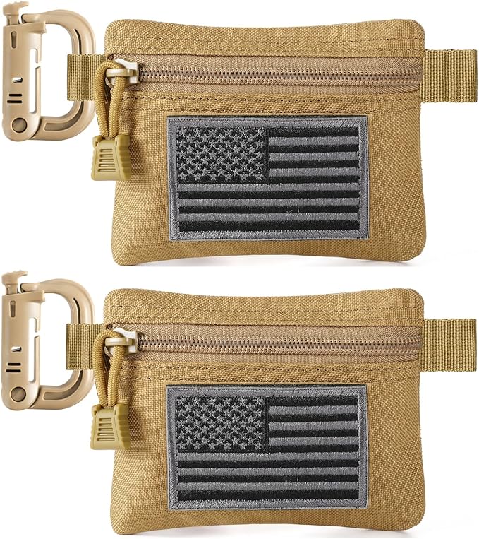 FRTKK 2 Pack Tactical Compact EDC Pouches Military Molle Utility Pouch Accessories Organizer Pouch Coin Purse Keychain Pocket Credit Card Holder Waist Pack