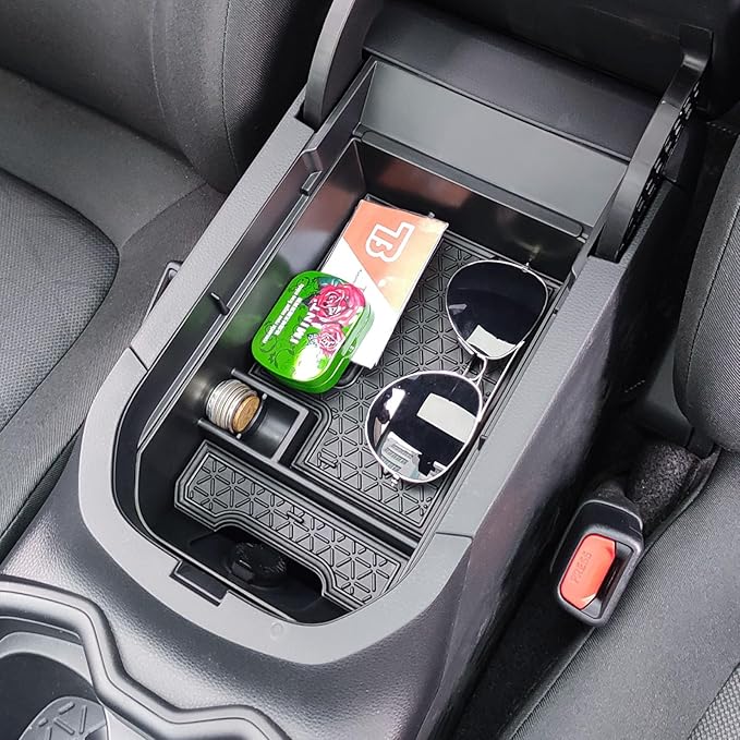 TACORBO Center Console Organizer Compatible with Toyota RAV4 2019 2021 2020 2022 2023 2024 2025 and 2021-2024 2025 RAV4 Prime Accessories, Armrest Secondary Storage Box Insert Tray, Black Trim
