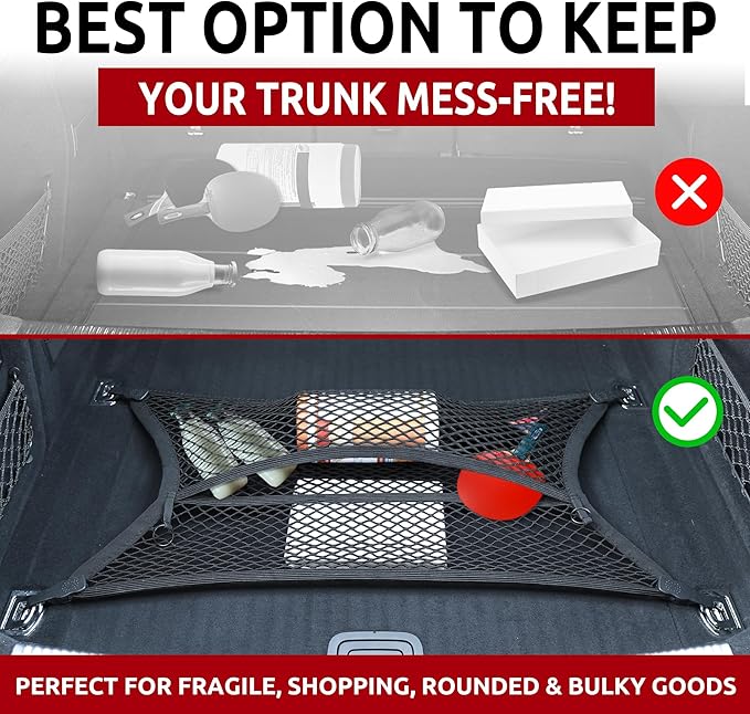 Floor Style Automotive Elastic Trunk Mesh Cargo Net for Audi A5 (F5) 2018-2025 - Premium Trunk Organizer and Storage - Luggage Net for Coupe - Best Car Organizer for Audi A5 Sportback
