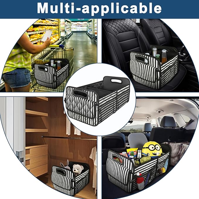 Deosk Car Trunk Organizer for SUVs, Cars and Trucks with 6 Big Pockets, Waterproof Polyester Storage Box