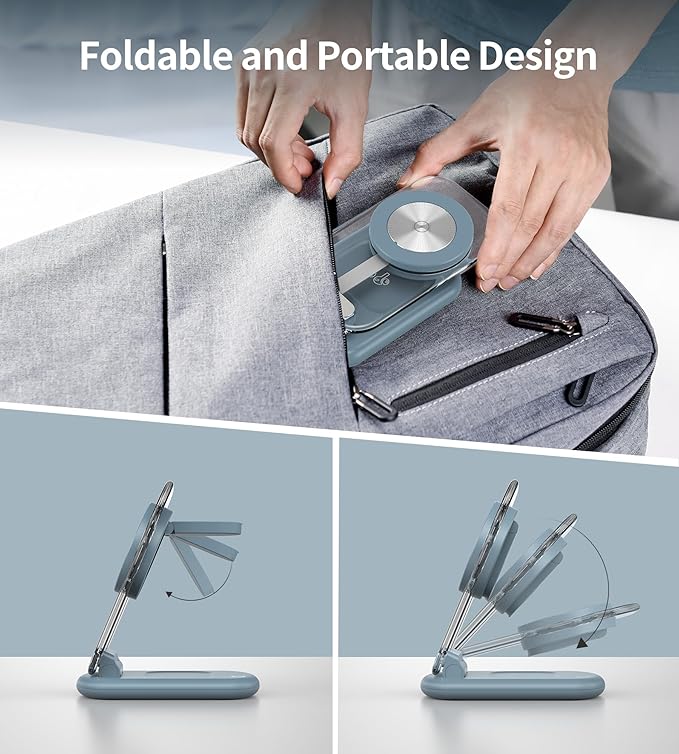 3 in 1 Magnetic Wireless Charging Station for Apple Devices, Fast Foldable Travel Mag-Safe Charger Stand with Night Light for iPhone 17 16 15 14 13 12 Series, Apple Watch/AirPods Pro, LB