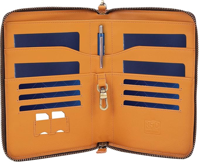 STAR VISTA Lorenzo Full Grain Leather Family Passport Wallet for 4, Large Travel Document Organizer for Exquisite Voyagers, Multi-Currency Compartments, RFID Blocking, AirTag Track, Honey