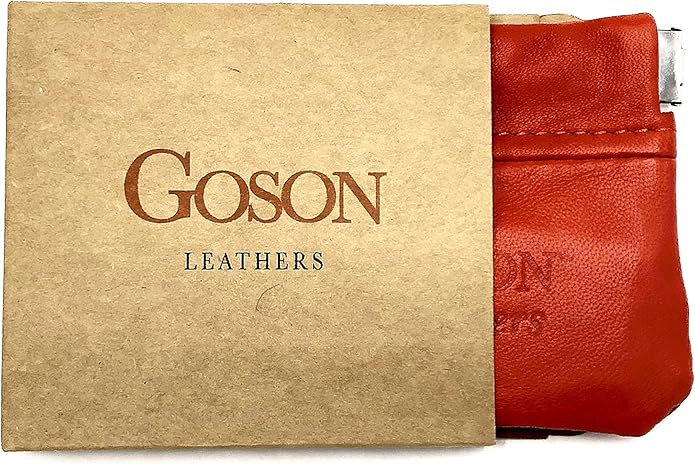 Goson Classic Leather Squeeze Coin Purse change Holder For Men and Women, Pouch size 3.50 in X 3.25 in