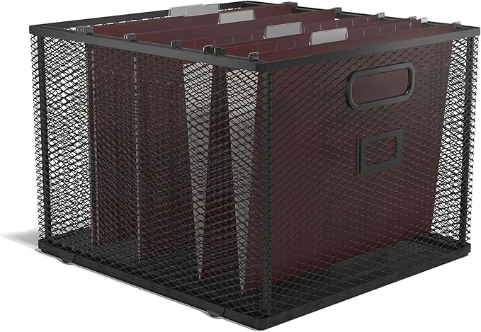 TRU RED Wire Mesh File Organizer, Matte Black – Vertical Desktop Sorter for Files, Folders & Mail
