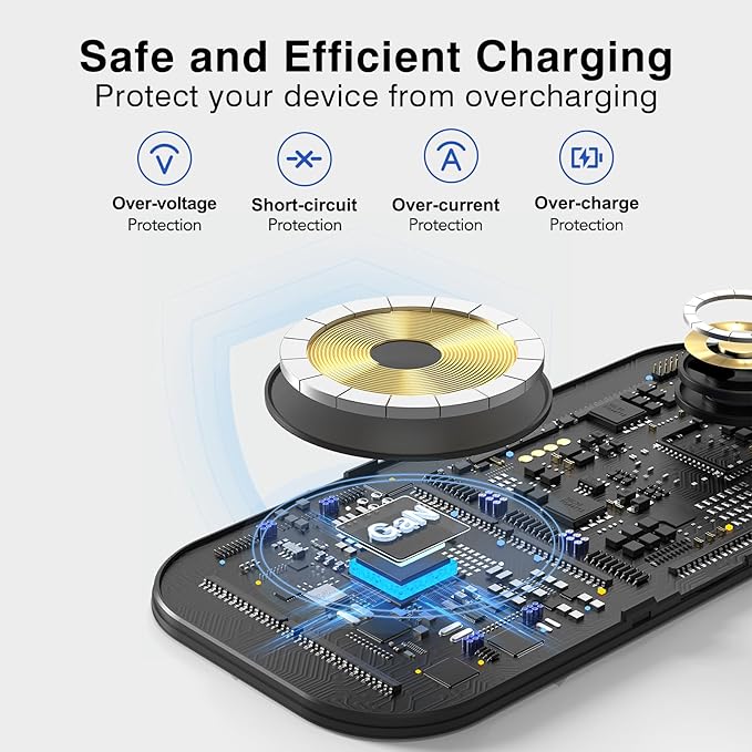 Magnetic Wireless Charging Station,2 in 1 Travel Fast Wireless Charger for iPhone 17/16/15/14/13/12 Series, Magnetic Qi Certified Charger Dock Stand for AirPods & Apple Watch Series