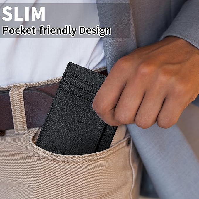 Chelmon Slim Wallet for Men, Minimalist Front Pocket RFID Blocking Credit Card Holder
