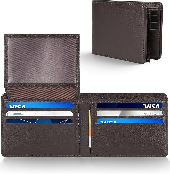 GNDR Wallet For Men Bifold Coffee RFID Blocking Slim Faux Leather Wallets Card Holder Front Pocket Minimalist Men Accessories With Gift Box
