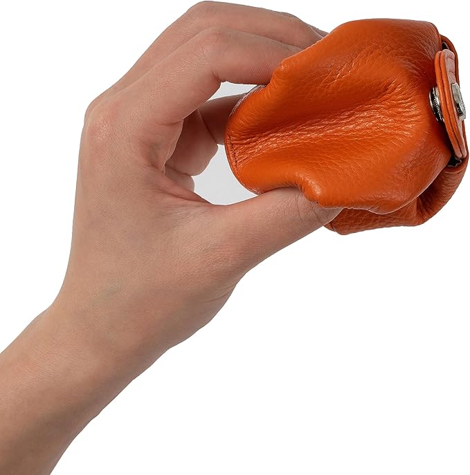 Cockatoo Genuine Leather Coin Pouch Change Holder, Mini Snap Pocket Wallet for Men Women (Aurora Red, Set of L&S)