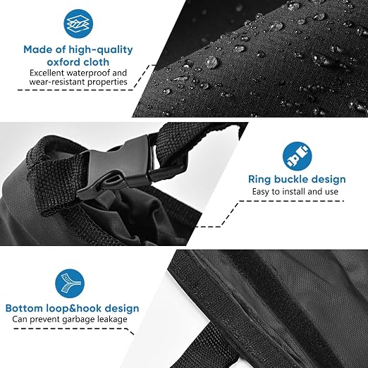 14 Inch Car Trash Bags Hanging for Back Seat, Detachable Washable Car Garbage Bag for Cars Travelling Outdoor Home Use