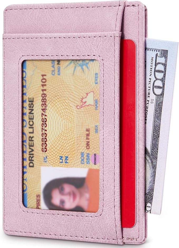 Travelambo Slim Wallet Front Pocket Minimalist Leather RFID Blocking Medium Size
