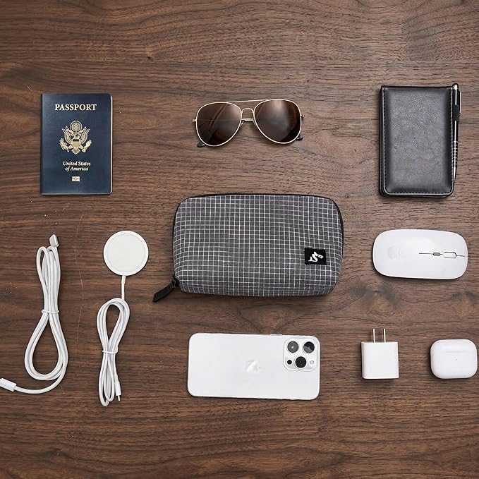 simtoper Small Electronics Organizer Travel Case – Slim Travel Cable Pouch for Small Tech Accessories, Cords, Chargers, Earbuds – Lightweight Mini Tech Bag for Backpack, Business, Travel