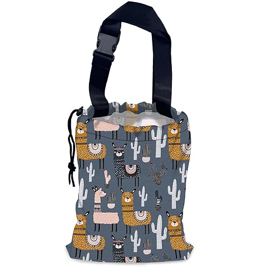 Cute Llamas Car Garbage Bag,Cactuses Waterproof Small Car Trash Bag Hanging Back of Seat,Drawstring Hanging Car Trash Bag with Adjustable Buckle for Car Accessories