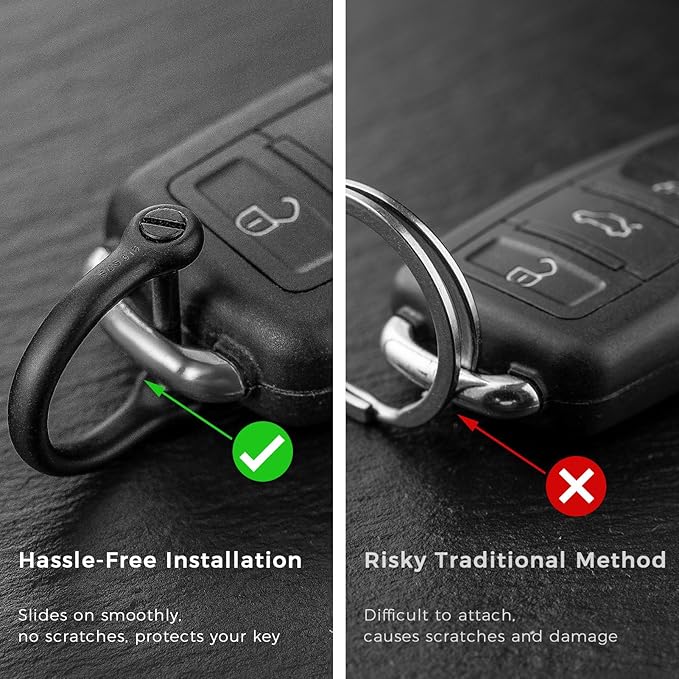 FEGVE Titanium Key Chain Clip with Side-Pushing Key Ring & 2/3inch D Ring for Car Fob Keys