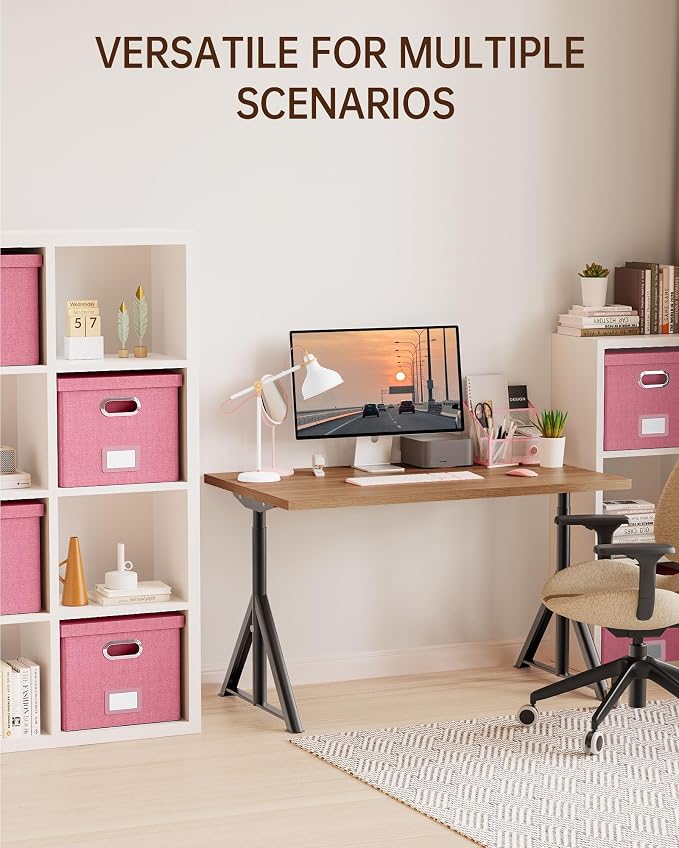 Oterri 2 Pack File Storage Organizer, Filing Box, Portable File Box with Lid, Fit for Letter/Legal File Folder Storage, document organizer, New-pink