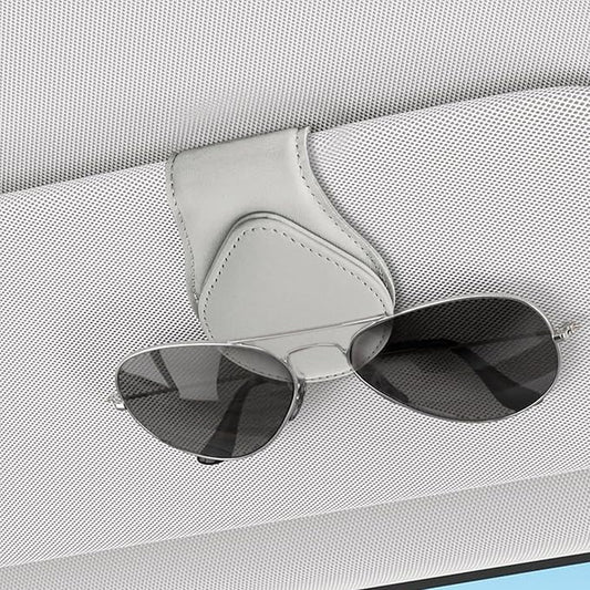 Magnetic Sunglass Holder for Car Visor, Sunglasses Visor Clip, Magnetic Leather Vehicle Glasses Ticket Card Clip, Automotive Eyeglass Hanger Organizer Accessories for Most Vehicles (Gray)