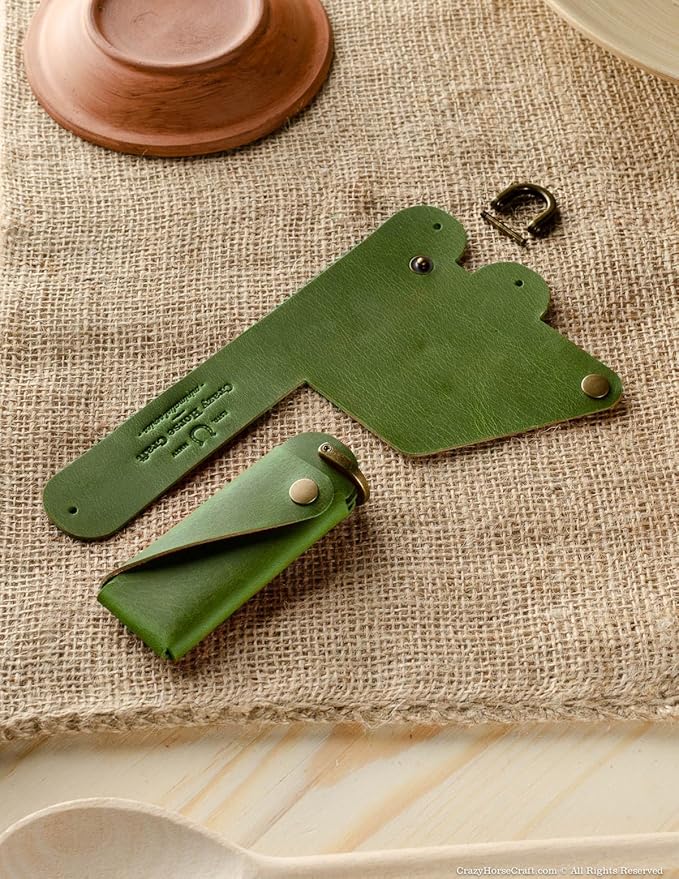 Crazy Horse Craft, Leather Key Holder, Keychain, Minimalist Keyring, Fob, EDC Organizer Cover Sleeve Finder Bag Tag Case
