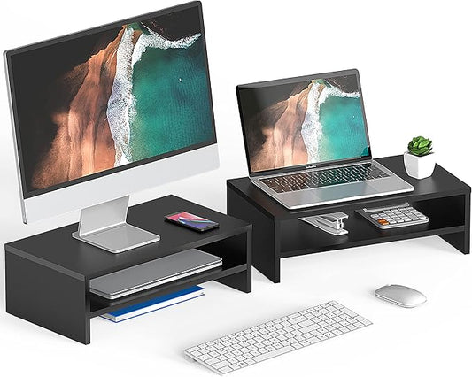 FITUEYES Computer Monitor Riser Stand Clamp Desktop Stand Workspace Organizer 2-Pack DT204202WB