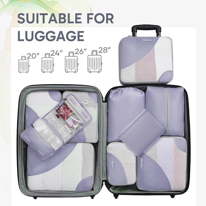 OlarHike 10 Set Packing Cubes for Travel, Gifts for Women Mom,Anti-Tearing Suitcase Organizer with Over 1000 pcs Mesh Holes,Vacation Essentials & Accessories for Cruise Ship
