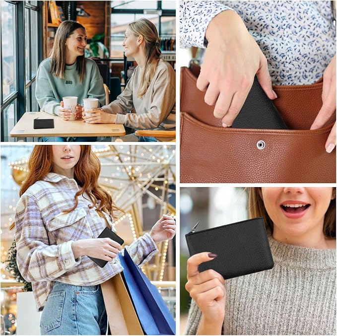 2Pcs Coin Purse,Small Portable PU Leather Zipper Pouch Change Purse, Portable Change Wallet,Coin Pouch with Zipper, Mini Coin Pocket Pouch Change Holder for Women Change Purse for Coins(Black)