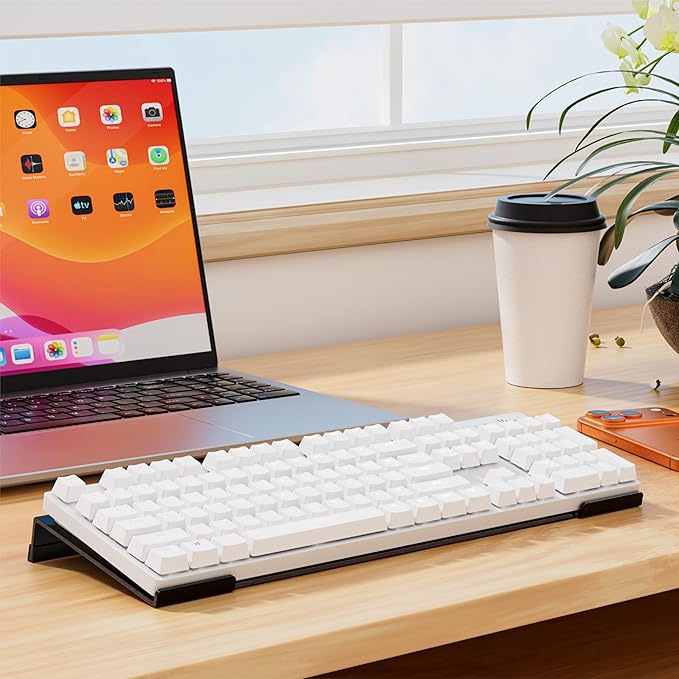 Acrylic Computer Keyboard Stand for Desk, Keyboard Riser Tilt Lift, Keyboard Holder for Desktop, Desk Keyboard Lifter（White）