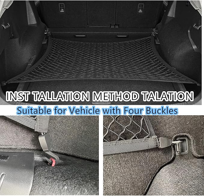 Cargo Net for SUV with Hooks, Adjustable Highly Elastic Storage Organizer Net for Car, Pickup Trucks,Mesh Organizer 3.3'x2' Stretches to 6'x4', Black