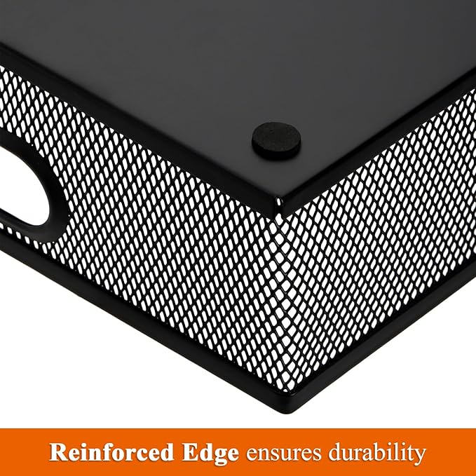 Elsjoy 2 Pack Desk Drawer Organizer Tray, Metal Mesh Desktop Storage Tray Office File Organizer with Handle, Portable Large Storage Basket for Office Supplies, Craft, Magazine, Paper