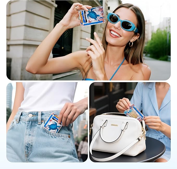 Travelambo Front Pocket Minimalist Leather Slim Wallet RFID Blocking Medium Size