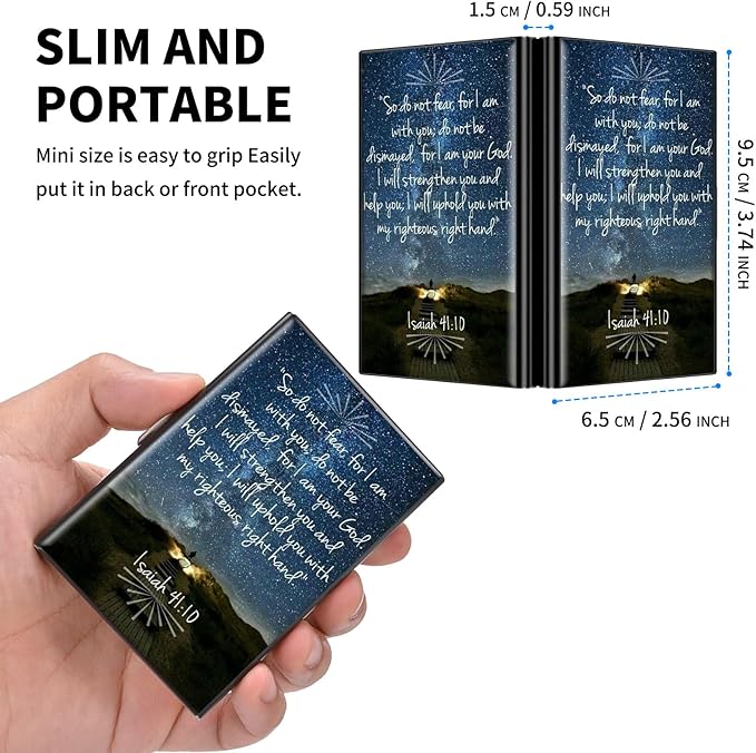 FUYOCWE RFID Credit Card Holder,Small Metal Credit Card Case Wallet,Slim Mini Business Card Holder Organizer Hard ID Case Security wallet for Men Women -Bible Verse Isaiah 41:10