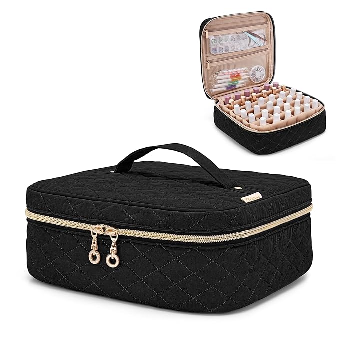 Yarwo Nail Polish Carrying Bag Holds 36 Bottles (15ml/0.5 fl.oz), Travel Storage Organizer for Nail Polish and Manicure Accessories, Black