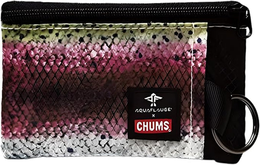 Chums Surfshorts Wallet - Lightweight Slim Wallet with RFID Blocking Card & Clear ID Window - Zippered, Water Resistant w/Key Ring