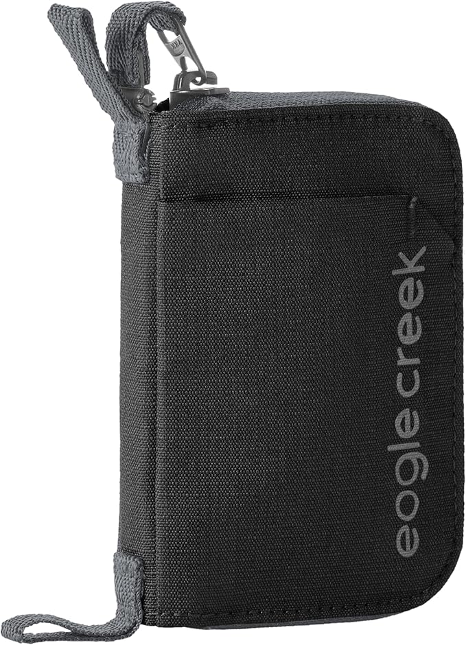 Eagle Creek Stash RFID Wallet – Slim Travel Wallet with RFID Blocking – Secure Passport, Cards & Cash – Lightweight, Water-Resistant Nylon – Zipper Closure – Unisex Design - Black