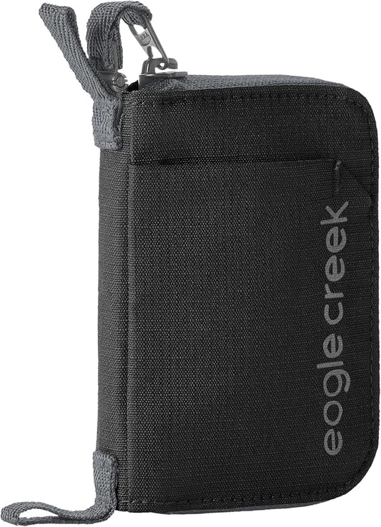 Eagle Creek Stash RFID Wallet – Slim Travel Wallet with RFID Blocking – Secure Passport, Cards & Cash – Lightweight, Water-Resistant Nylon – Zipper Closure – Unisex Design - Black