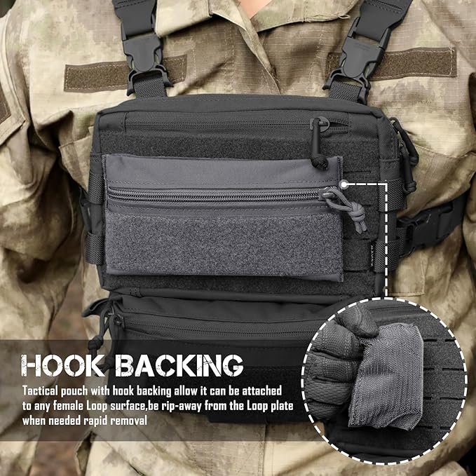 WYNEX Tactical Tool Zipper Pouch, Bag Insert EDC Organizer Utility Admin Storage Pocket Accessories Snack Pouch with Hook Backing for MK3 MK4 Chest Rig