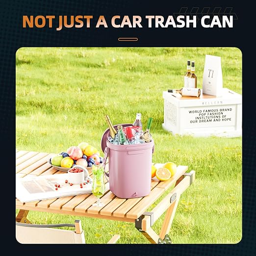 2 Gallon Silicon Car Trash Can with Lid - 100% Leak-Proof Trash Bin, Waterproof Garbage Can, Gifts for Men and Women