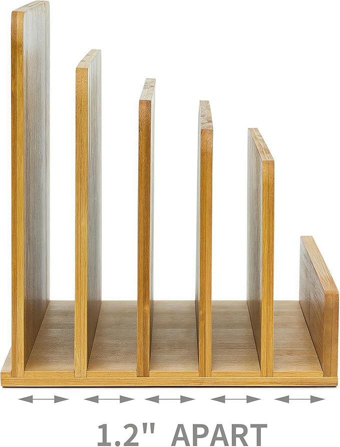 Bamboo Mail Organizer - File Holder Sorter for Letter and Folder Document Storage, Envelope Organization with 5 Slots for Office Desk, Countertop, Home Bill