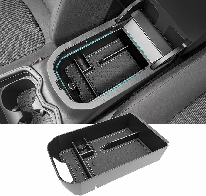 Center Console Organizer Tray Compatible with 2019-2025 Toyota RAV4 & Prime Accessories, ABS Material Insert Armrest Secondary Storage Box for RAV-4 Interior Accessories, Black