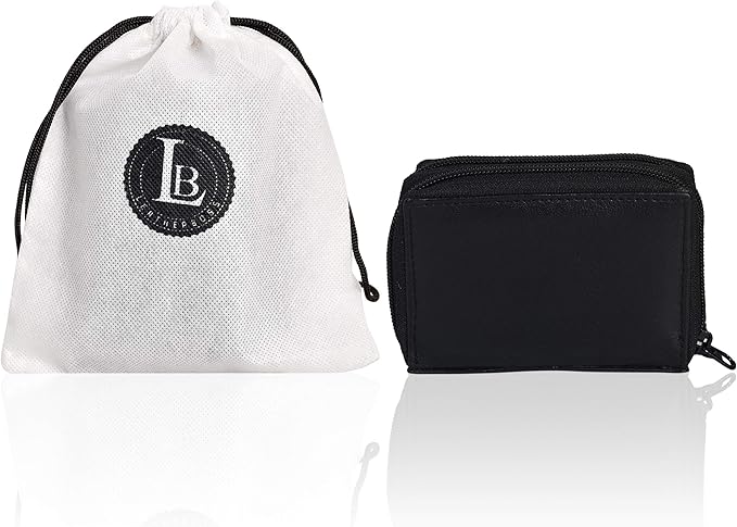 Leatherboss Leather RFID Identity Safe Double Zippered Accordion Wallet