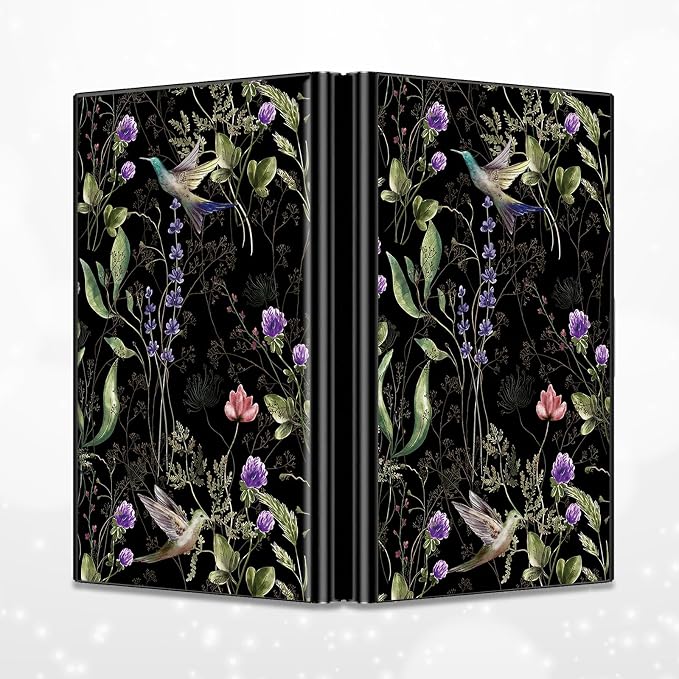 Slim Credit Card Holder, Wild Flower Hummingbird RFID Blocking Metal Wallet for Men & Women, Aluminum Minimalist Hard Case Pocket-Sized Business Cards Organizer (Fits Up to 10 Cards)