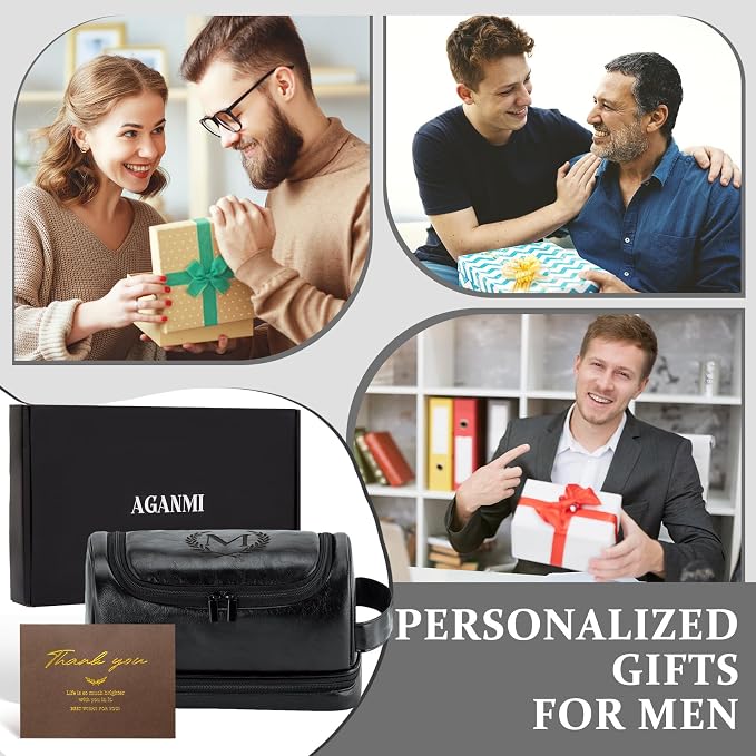Mens Toiletry Bag Travel Essentials Personalized Monogrammed Initial Gifts for Him, Teacher Coach Appreciation Retirement Thank You Gifts Shaving Bag for Toiletries Accessories, Black G