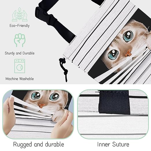 Cute Cat Car Garbage Bag,Waterproof Small Car Trash Bag Hanging Back of Seat,Drawstring Hanging Car Trash Bag with Adjustable Buckle for Car Accessories
