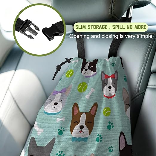 Car Trash Bag Cute Dog Paw Bone Waterproof Car Trash Bag Hanging Leakproof Car Garbage Bag Washable Reusable Trash Bag for Car Interior Hanging Organizer Storage Vehicle Travelling Camping