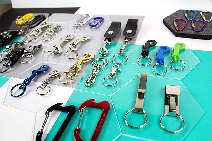 Lucky Line Key Safe Belt Key Ring Holder Slip On, 2" Wide Belt, Black Powder Coat - Heavy Duty Belt Key Clip, Key Chain, 5 Pack (477005)
