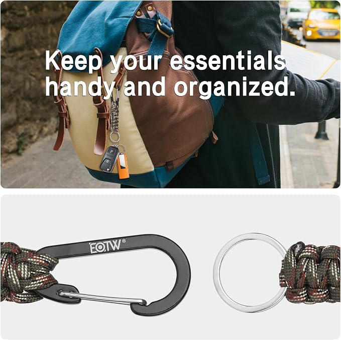 EOTW Carabiner Keychain,Paracord Keychain Small Aluminum Clip D Ring for Camping, Hiking, Fishing, Or As A Key Organizer